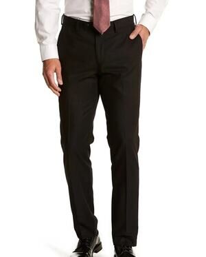 SAVILE ROW CO Men Brixton Suit Pants 38 x 34 Black Extra Trim Fit Trouser NEW